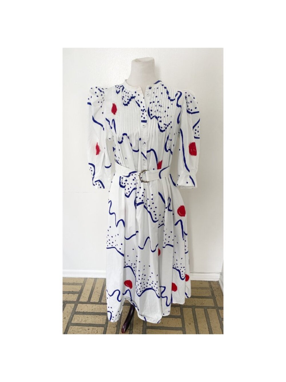Hunter Bell Lyle Dress Abstract Confetti Red White Blue